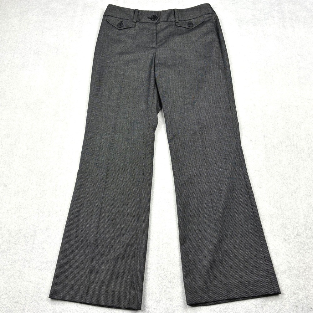 Ann Taylor Pants Womens 4P Charcoal Gray Curvy Petite Flare Wide Leg Dress Pants